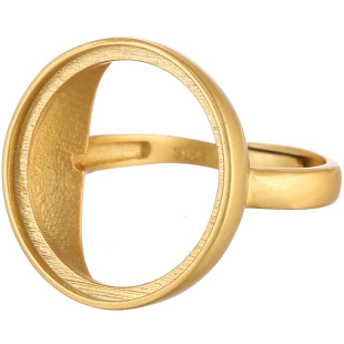 925纯银戒指空托镶嵌蜜蜡玉石戒托空托古法金圆形男女戒托7-19mm