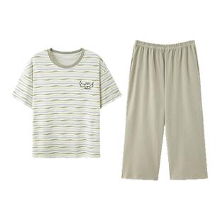 睡衣女款2026新款夏季纯棉女士短袖七分裤夏款俏丽家居服套装夏天