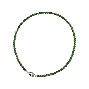 方糖家 显白绿色玉石串珠碧玉色S925纯银新中式项链元宝扣锁骨链