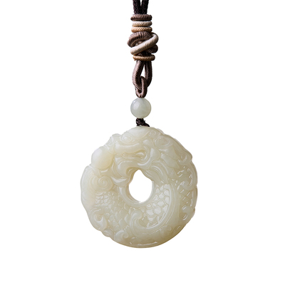 正品和田玉鱼化龙同款吊坠
