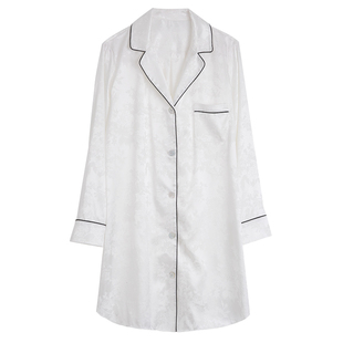 NT性感男朋友风衬衫式长袖睡衣睡裙春夏薄款丝质宽松家居服女夏季