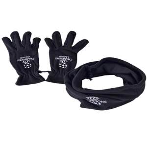 杰瀚运动服欧冠足球围脖手套帽子冬季抓绒保暖训练手套踢球运动面罩跑步手套