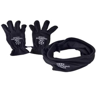 欧冠足球围脖手套帽子冬季抓绒保暖训练手套踢球运动面罩跑步手套