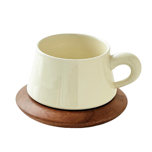 奶油风咖啡杯碟下午茶拿铁拉花杯ins风陶瓷马克杯咖啡杯碟组合