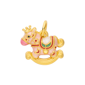明牌珠宝硬金旋转木马吊坠 黄金生肖马年摇摇马足金挂件ASY0648
