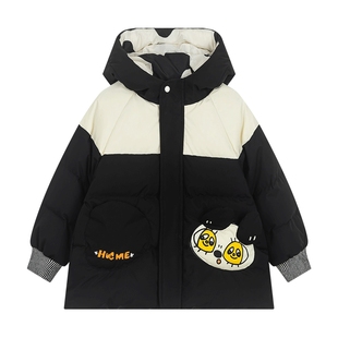 马拉丁童装儿童羽绒服25冬装新款男女小童趣味拼色一手长羽绒服