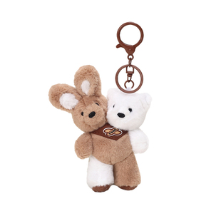 YUYI双头奶茶小熊兔子包包挂件毛绒公仔闺蜜情侣一对双挂饰钥匙扣