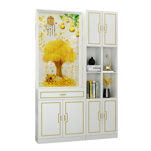 轻奢玄关柜实木客厅屏风隔断柜鞋柜一体简约现代置物架酒柜装饰柜