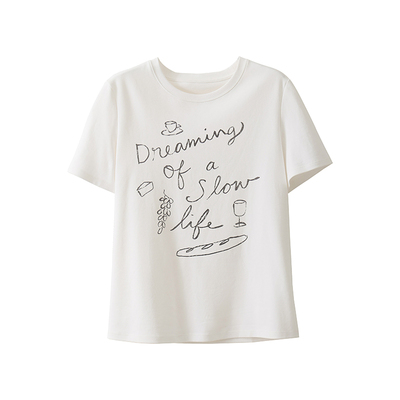 popchrio印花字母正肩短袖T恤