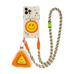 笑脸适用苹果17promax磁吸手机壳创意红色16挂绳手提pura80华为P70Ultra零钱包14女iphone15背带mate60斜跨12