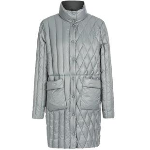 名师路名师路羽绒服女中长款冬季新款薄白鸭绒直筒立领口袋
