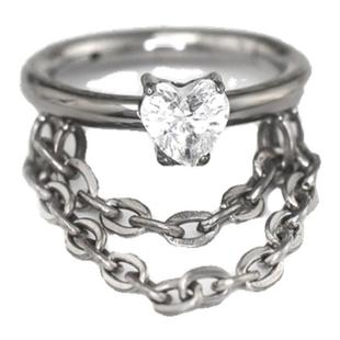 Shinma F-136钛合金爱心锆石双层挂链耳环耳蜗环小众辣妹亚比穿刺