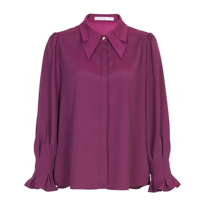 婉甸2025年秋季新品酱紫色长袖衬衫1243S11DM4