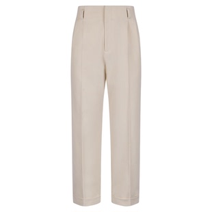 【羊毛混纺犀牛褶】平圆方中双褶好莱坞裤透气男休闲裤男直筒西裤