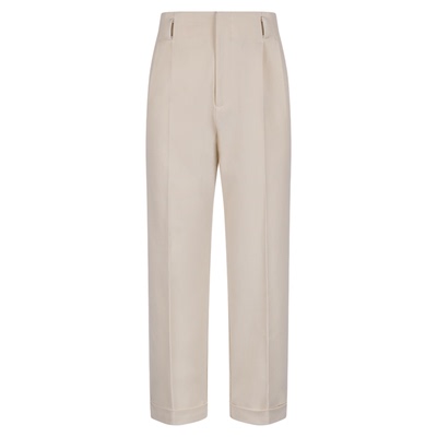 平圆方中羊毛混纺犀牛褶好莱坞裤