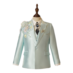 男童礼服套装手工儿童西装花童婚礼小男孩西服主持人钢琴演出服潮