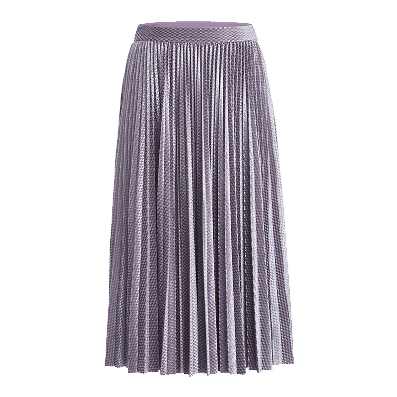 FIVE PLUS半身裙流光缎面气质垂感百褶长半裙2025新款女冬装