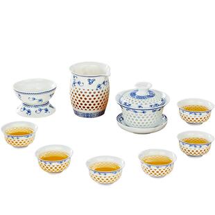 金灶KP-68青花瓷功夫茶具套装陶瓷盖碗茶杯公道杯全套中式喝茶器