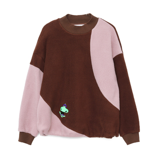 MOVEUP幻走2025冬季新款.FUN系列半高领绣花下脚抽丈根短款卫衣女