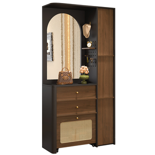 实木玄关柜入户正对门屏风隔断柜进门可坐鞋柜收纳柜一体靠墙9W59