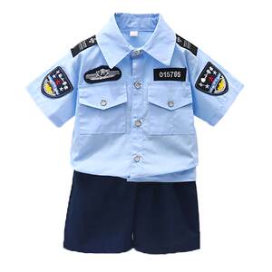 泡泡家的童装儿童警察服套装男童警官服小交警制服角色扮演警长服装六一演出服