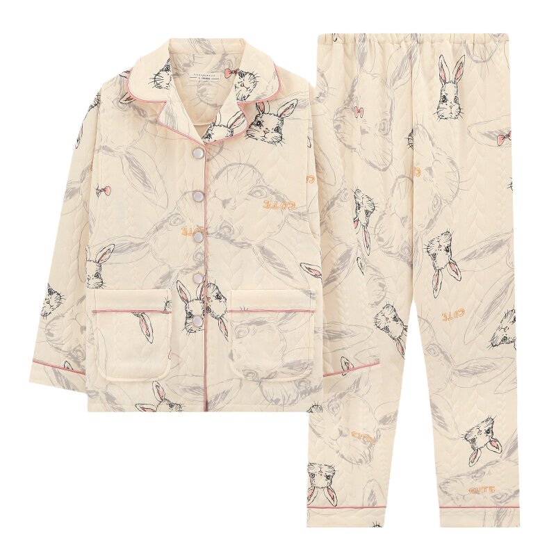 月子服纯棉a类秋冬款产后加厚产妇孕晚期冬季睡衣哺乳孕妇家居服