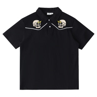 DEVEREUX GOLF高尔夫骷髅头刺绣运动休闲商务吸湿排汗透气polo衫