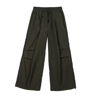 NOEARS日式复古军绿色宽松工装休闲裤春夏cityboy直筒户外伞兵裤
