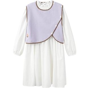 巴拉巴拉童装女童连衣裙子套装秋装两件套中大童甜美花边立领洋气