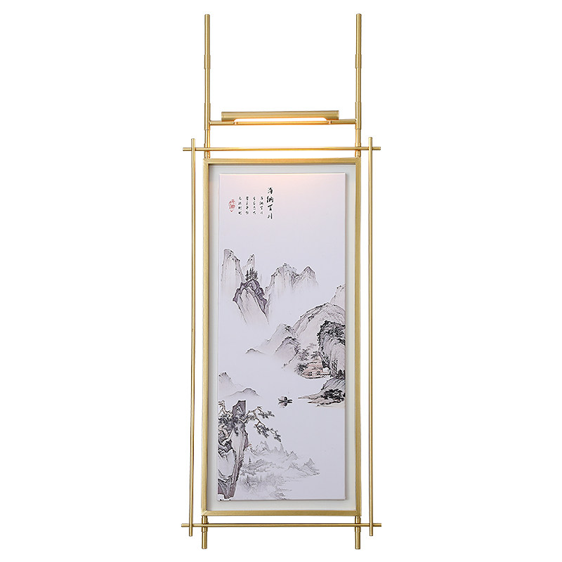 新中式禅意金属挂画带灯艺术壁灯茶室玄关背景墙立体发光墙饰壁灯