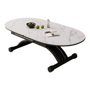 欧乐派岩板餐桌茶几可升降折叠拉台两用移动家用小户型钢架多功能