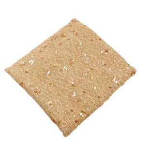 进口 金色花朵光泽亮丝亮片刺绣编织小香风粗花呢面料套装裙布料