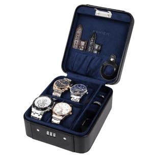 新款轻奢皮质高档便携多格腕表带锁手表盒饰品一体收纳盒精致礼物