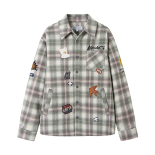 【田嘉瑞&王鹤润同款】ANDREA MARTIN冬新款羊毛格子徽章羽绒服