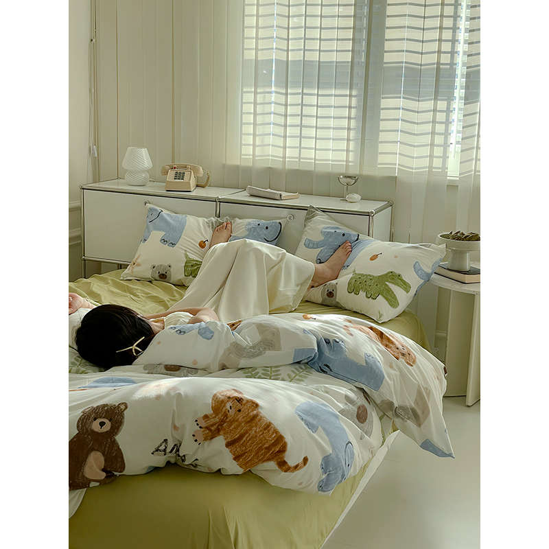 卡通可爱纯棉被套单件160x210单双人150x210儿童全棉被罩150x215
