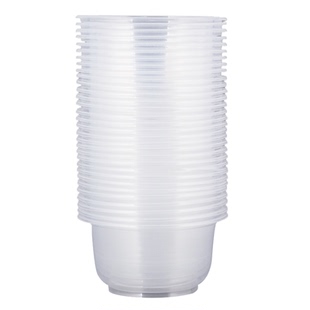 一次性碗塑料餐盒透明圆形汤碗带盖家用外卖打包快餐便当加厚无盖