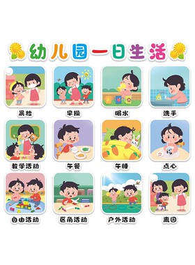 幼儿园一日生活流程图环创装饰画