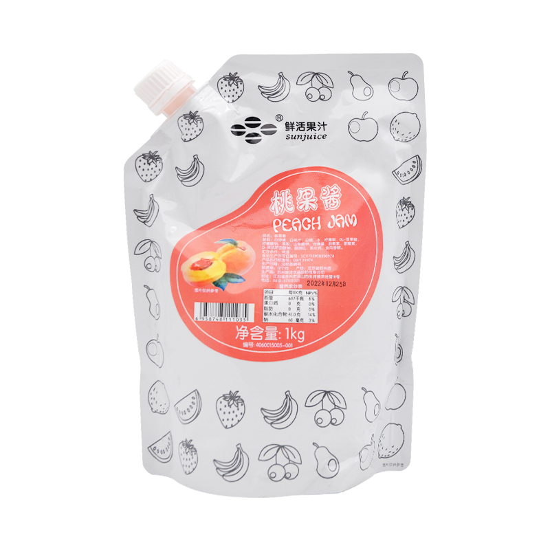 鮮活果醬桃果昔1kg水蜜桃菠蘿芒果獼猴桃水果茶沖飲奶茶店原料