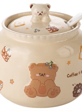 猪油罐家用耐高温陶瓷油泼辣子罐厨房卡通调味罐辣椒油专用储存罐