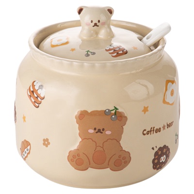 猪油罐家用耐高温陶瓷油泼辣子罐厨房卡通调味罐辣椒油专用储存罐