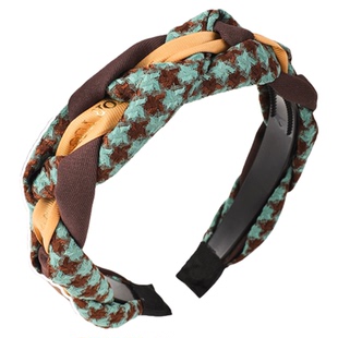 高颅顶麻花格子宽边发箍女款小香风日常外戴头箍洗脸发卡压发头饰