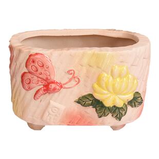 花盆陶瓷大口径多肉植物粗陶复古素烧透气个性多肉手绘小花盆家用
