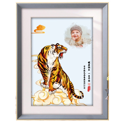 吉祥童子宝宝生肖纪念品胎毛画