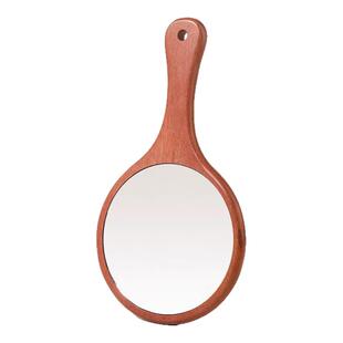 化妆镜美容院专用镜子手拿手持镜木质手柄镜大号梳妆镜便携小镜子