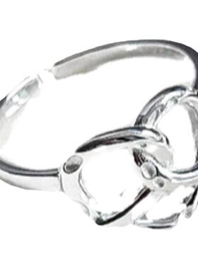 爱心碱水结戒指纯银冷淡风女