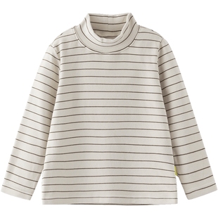 【波波绒】papa爬爬冬季儿童打底衫内搭高领男女宝宝条纹长袖发热