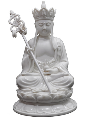 坐莲西方三圣地藏王菩萨陶瓷摆件