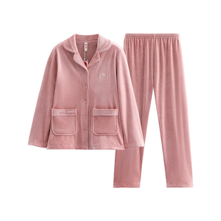 芬腾情侣睡衣秋冬季新款海岛绒套装男女士珊瑚绒抗静电家居服冬天