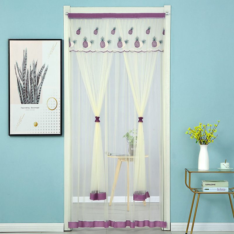 蕾丝门帘免打孔家用门夏季隔断帘贴蚊帐挂帘通风魔术纱帘