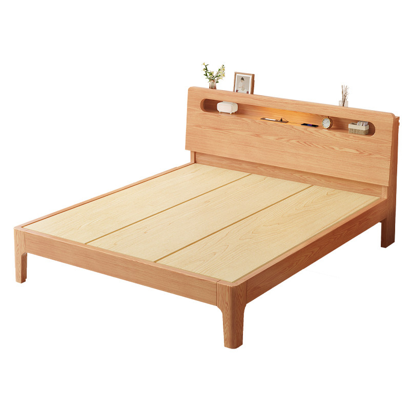橡木实木储物双人床新品